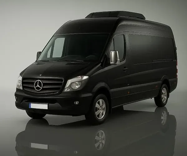 Mercedes-Benz Sprinter negra de 10 plazas para transporte privado en Barcelona